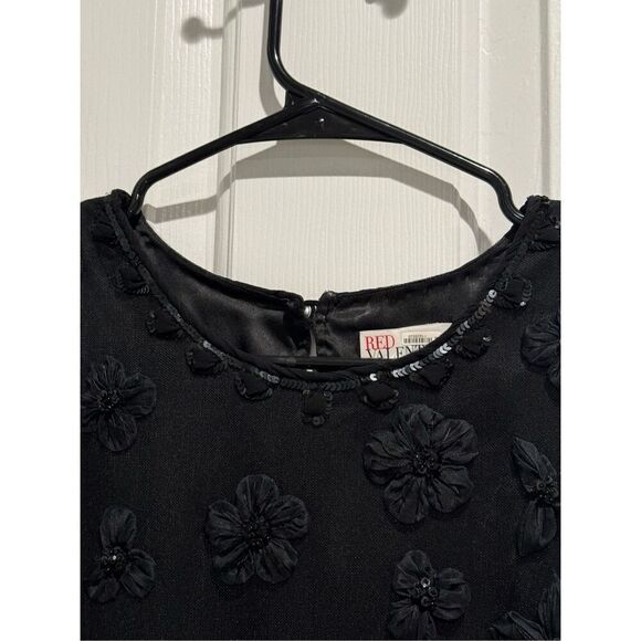 Red Valentino Beaded Embroidered Floral Appliqué Black Sleeveless Lined Dress 40 - Picture 10 of 16